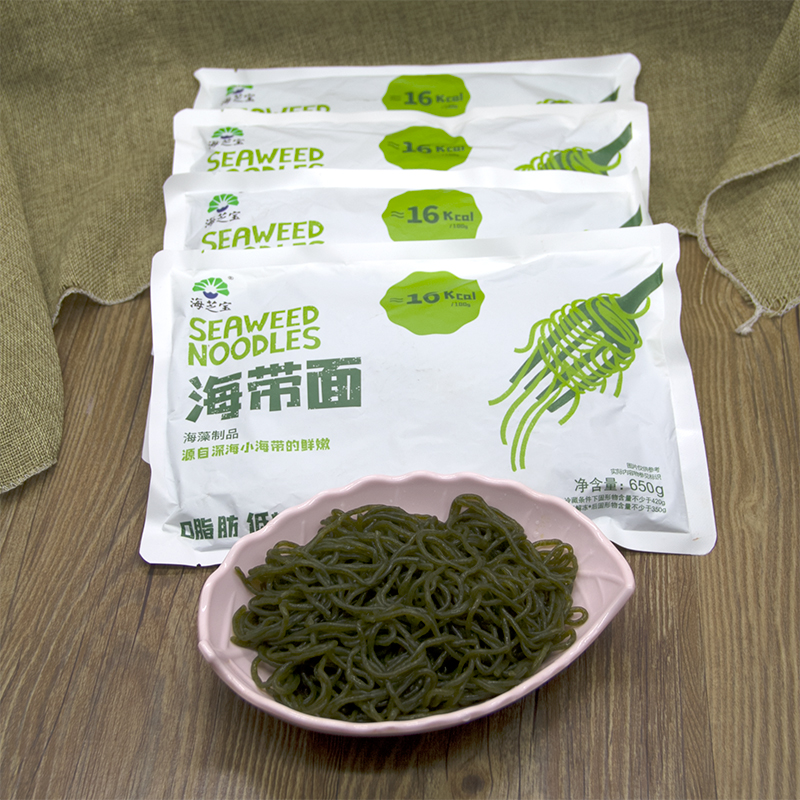 海芝宝海带面650g*4袋低卡0脂肪即食轻食海藻海带粉代餐凉拌火锅-图0