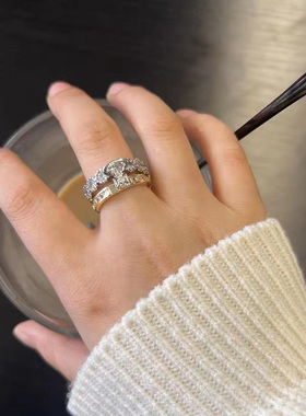 满钻土星皇冠开口戒指