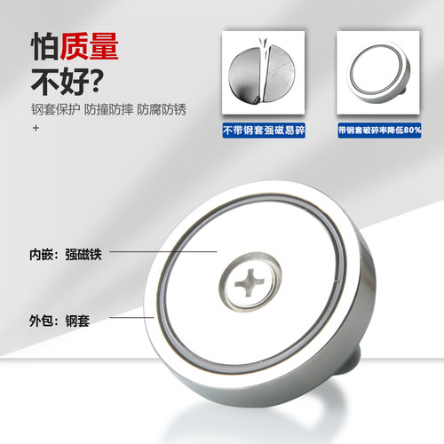 强力磁铁高强度吸铁石圆形打捞强磁王吸铁器钕铷铁硼吊环磁性吸盘 - 图1