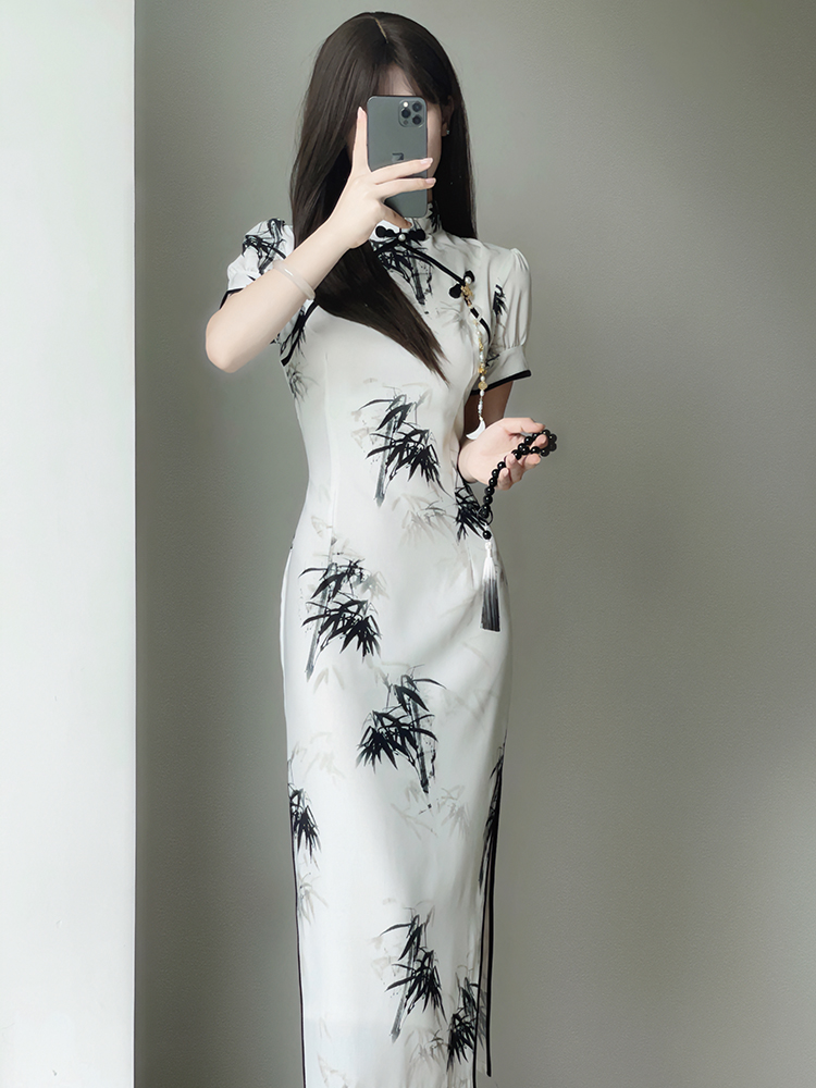 新中式国风气质优雅短袖旗袍2024年夏季新款高端气质淑女范连衣裙 - 图2