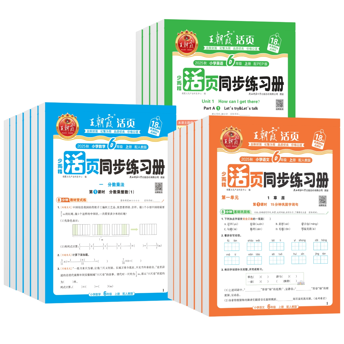 2025秋王朝霞活页同步练习册一二三四五六年级上册语文数学英语人教北师苏教同步练习每日一课一练同步教材计算阅读专项训练习题册 - 图3