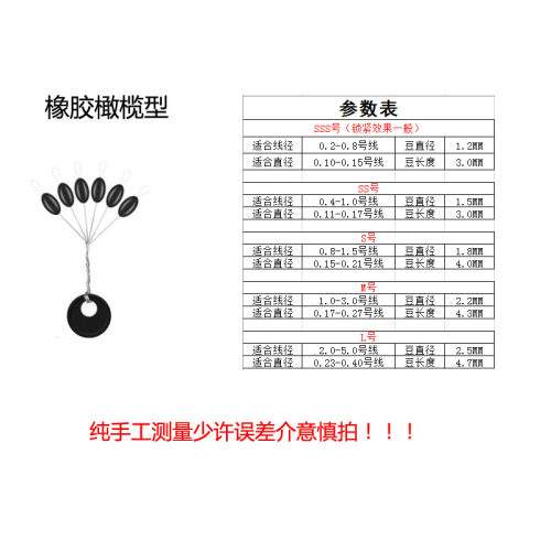 大物橡胶橄榄圆柱形太空豆散装100组装钓鱼线组配件套装优质竞技-图1