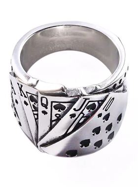 复古泰银同花顺男士霸气风单身戒