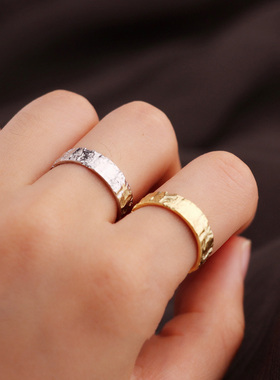 ins小众锡纸质感戒指镀金