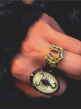 bugiel幸运卷尾花纹唐草马蹄铁戒指男复古小众嘻哈欧美个性指环in