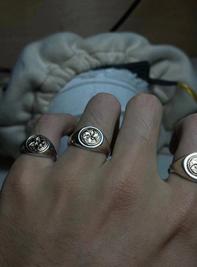 bugiel复古三鹤图腾戒指男潮流原创设计中国风个性小众时尚开口指