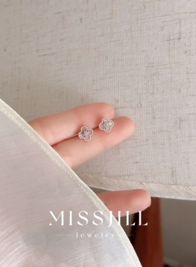 MISSJILL 粉光花语｜小众轻奢高级粉贝母通体S925纯银闪亮耳钉女