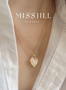 MISSJILL原创·独立的心｜黑玛瑙白贝母红玉髓925纯银镀18K金项链