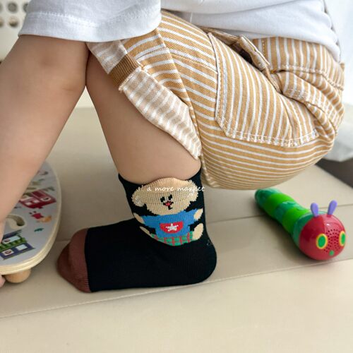 儿童袜子春秋可爱卡通纯棉宝宝袜子韩系男女童短袜小童无骨中筒袜 - 图0