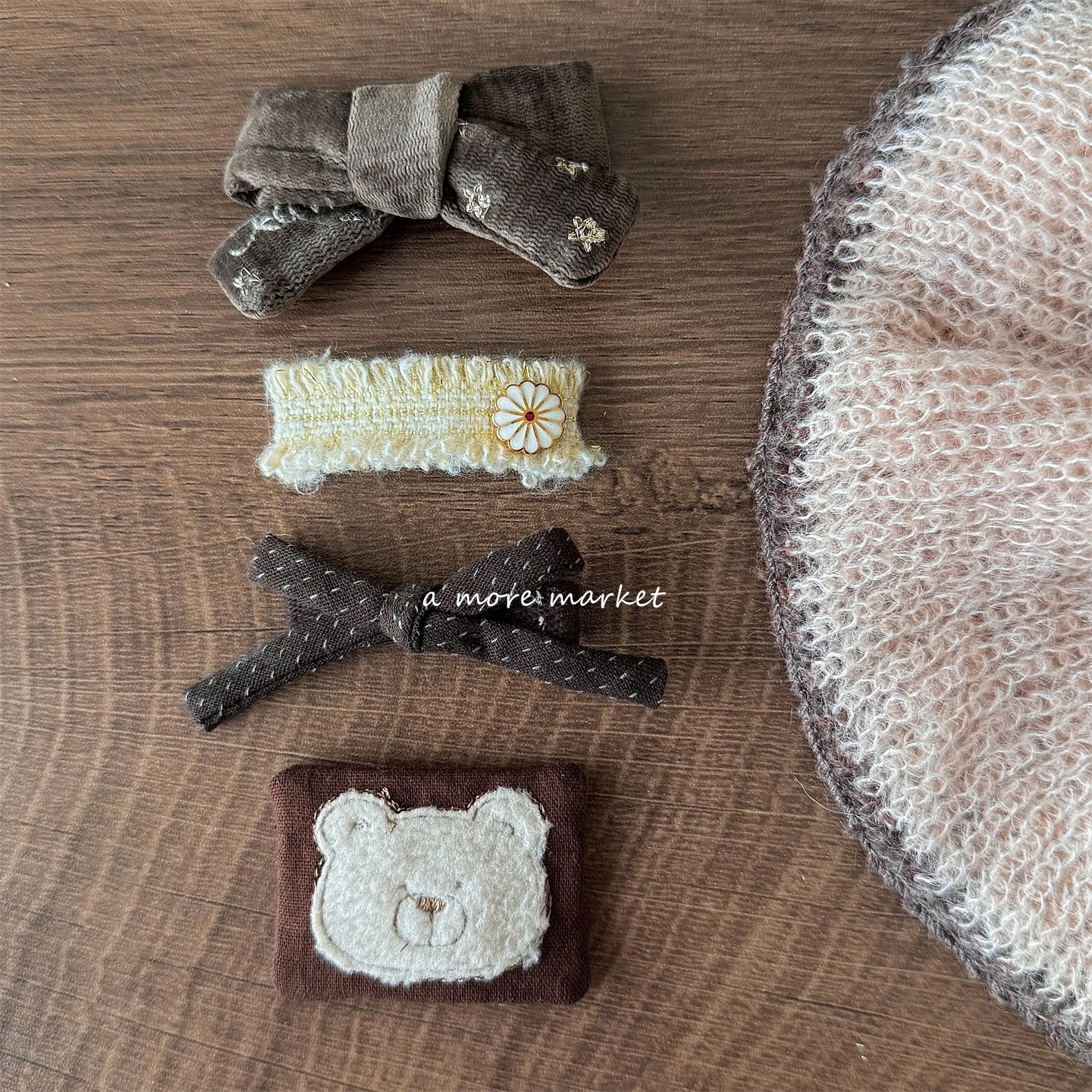 满3卡包邮念念niannian秋冬儿童发夹韩系复古蝴蝶结女宝宝刘海夹 - 图1