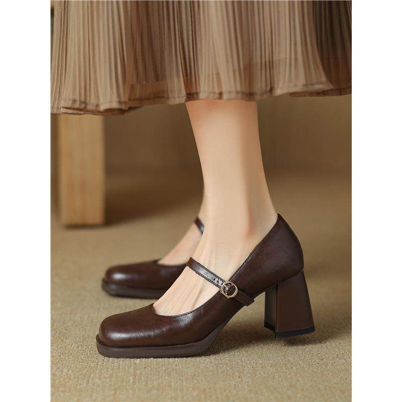珍一41跟方头复古新款高跟鞋浅口玛丽一字带2024单鞋粗43大码法式,淘宝优惠券,粉丝福利购,淘宝优惠卷