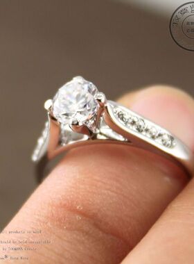 镶钻克拉结婚情侣百搭戒指