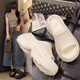 Eight centimeter height-enhancing women's summer outer wear thick soles feel like stepping on shit