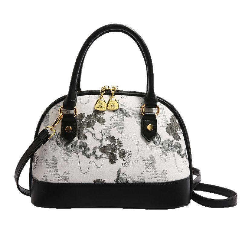 时尚复古印花设计气质贝壳包新款百搭新潮手提包单肩斜挎包,淘宝优惠券,粉丝福利购,淘宝优惠卷