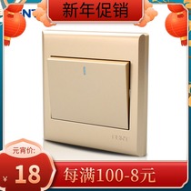Zhengtai 86-type panel single open and multi-control switch multi-link champagne gold double knife double throw