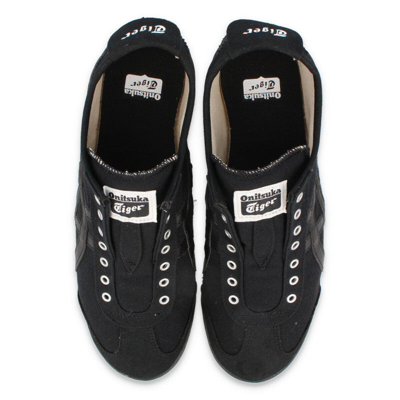 鬼塚虎Onitsuka Tiger黑色一脚蹬男女运动休闲帆布鞋1183A360-002