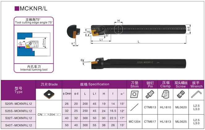 S20R-MCKNR12数控车刀杆镗孔内孔刀杆小孔内圆车刀机夹刀具75度 - 图2