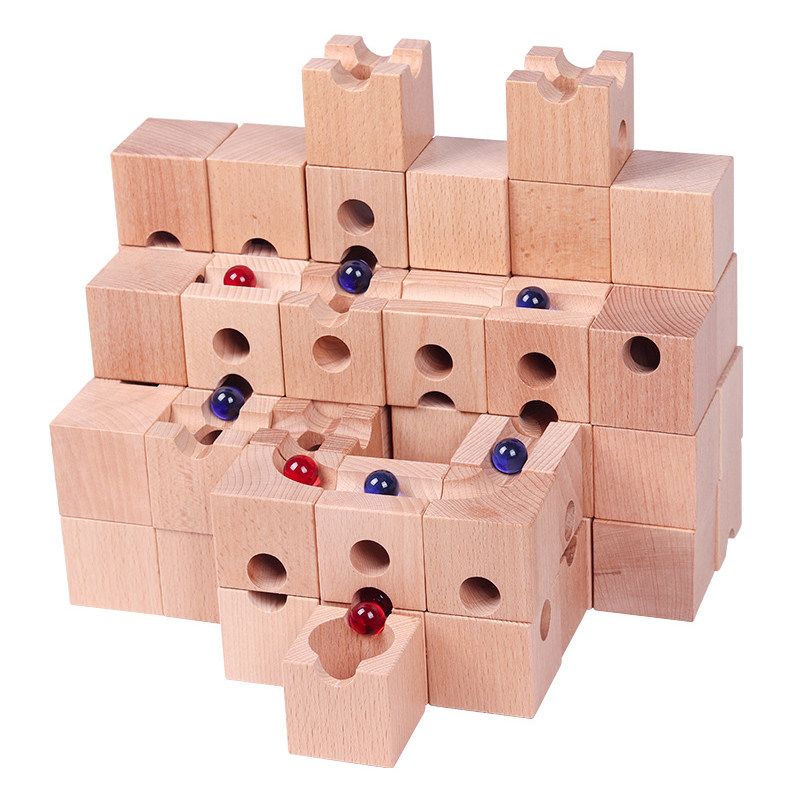 大颗粒实木榉木轨道滚珠积木拼装弹珠玩具男孩儿童建构管道木滚球,淘宝优惠券,粉丝福利购,淘宝优惠卷