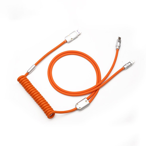GeekCable数据线5A充闪充适用于苹果安卓华为一拖二充电橡胶螺旋 - 图3
