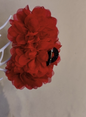 法式白色3朵花鲨鱼夹显发量