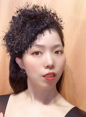 白色流苏半帽气质发箍带齿发卡