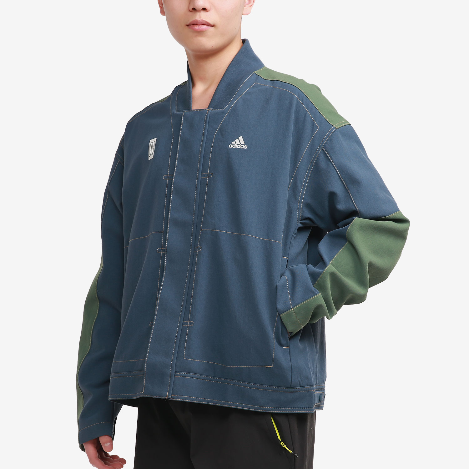 Adidas/阿迪达斯正品男子武极运动服蓝绿拼接夹克 GP0905 - 图1