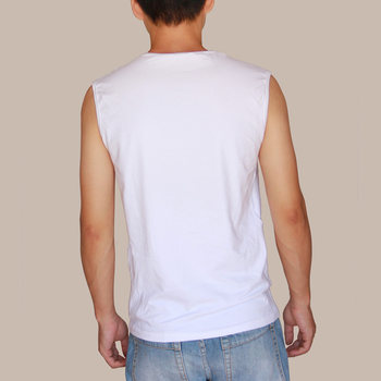 Summer Breathable Sweat-absorbent Broad Shoulder Sleeveless Sports T-Shirt Men's Loose Cotton Basketball Vest Vest Men's Round Neck