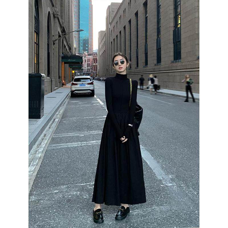 明星日记| 高领针织连衣裙女2025秋季韩版气质收腰过膝长裙内搭裙,淘宝优惠券,粉丝福利购,淘宝优惠卷