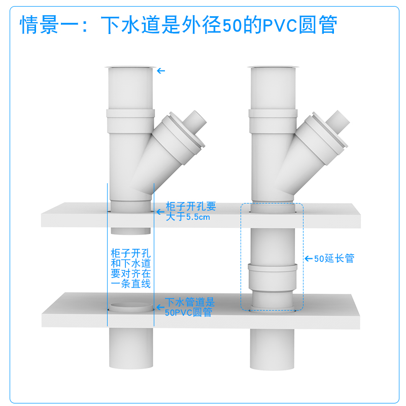 50PVC管延长加长管地漏断层下水道加高卫生间75/110马桶管内外插 - 图0