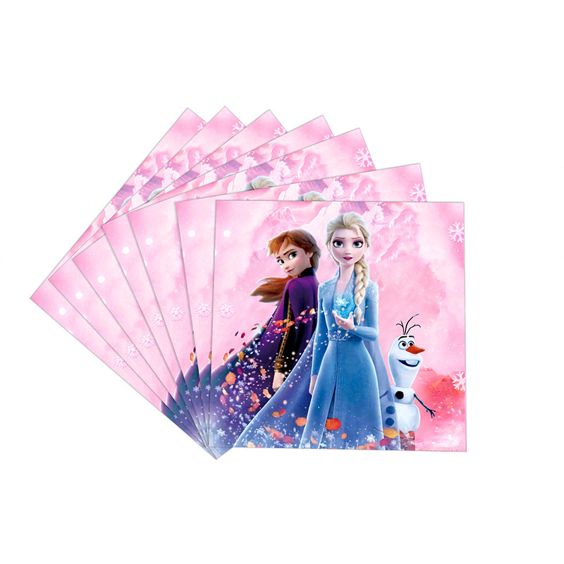 粉色Frozen冰雪奇缘艾莎公主纸杯纸盘儿童生日横幅派对装饰餐具-图3