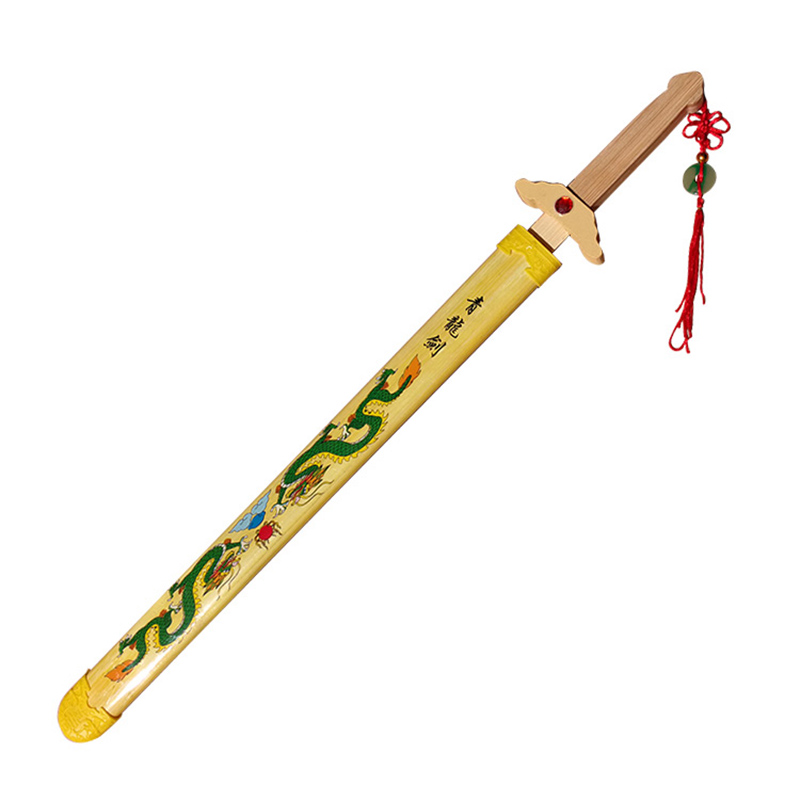 包邮竹制青龙宝剑带鞘男孩木剑儿童玩具木刀带鞘玩具刀玩具剑刀剑 - 图3