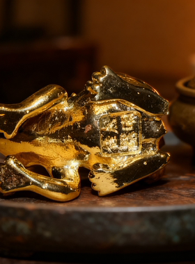 李居明推荐同款纯铜鎏金青蛙皇冠蛙呱呱来财摆件手把件吉祥物