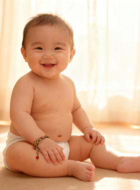 纯手工编织优质纯棉五彩五色绳手链婴儿宝宝款本命年幸运红绳手绳