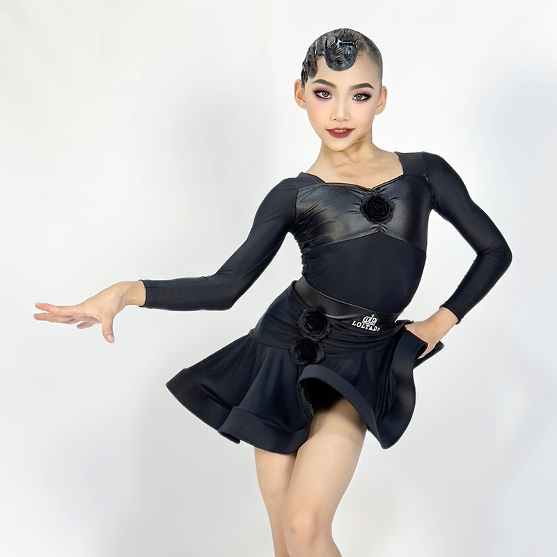 洛利塔秋冬季女童拉丁舞蹈服儿童演出服少儿拉丁舞练习套装表演服-图1