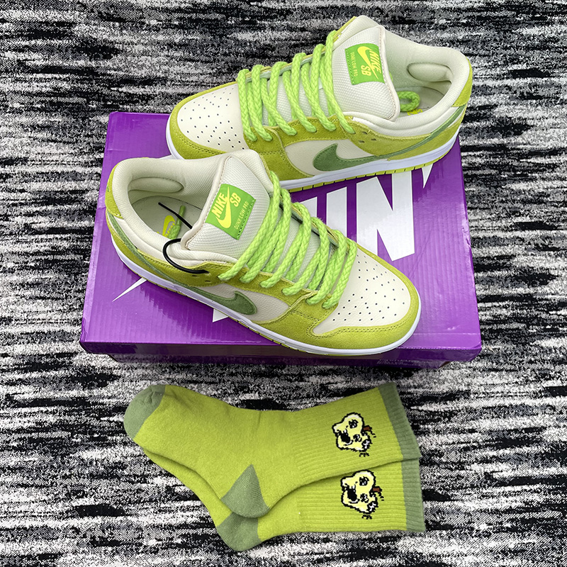 cmfy适配Nikesb dunk low pro sour apple米绿青苹果鞋带aj1棉袜 - 图0