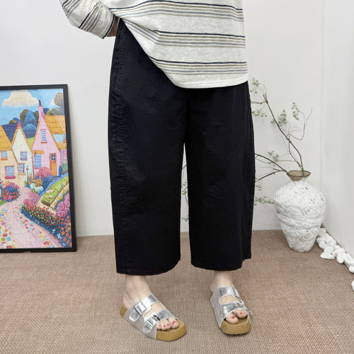 2026春夏大码女裤宽松遮肉显瘦胖妹妹薄款休闲弯刀裤九分阔腿裤子 - 图0