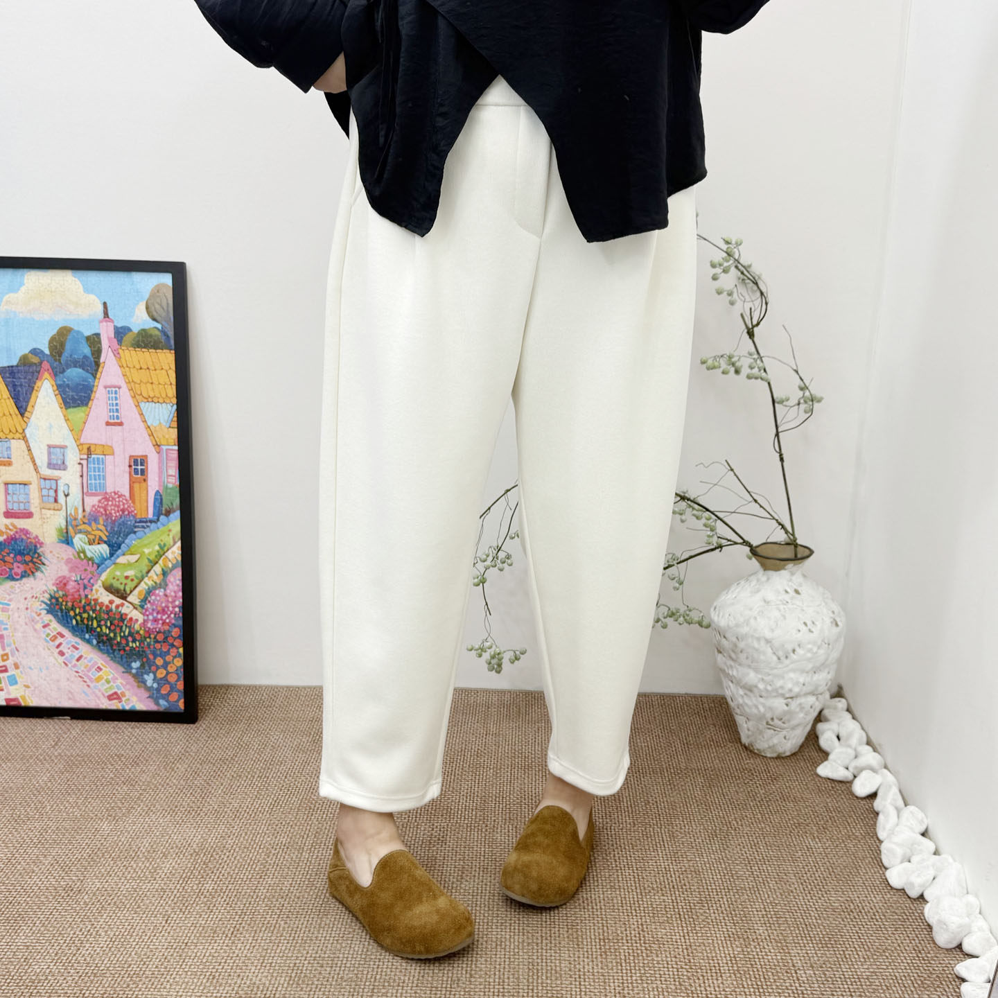 秋冬新品大码女裤子200斤胖mm宽松显瘦萝卜裤 加厚毛呢休闲哈伦裤,淘宝优惠券,粉丝福利购,淘宝优惠卷