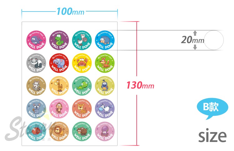 英语教学奖励贴纸幼儿园小学生不干胶表扬贴标welldone卡通动物-图1