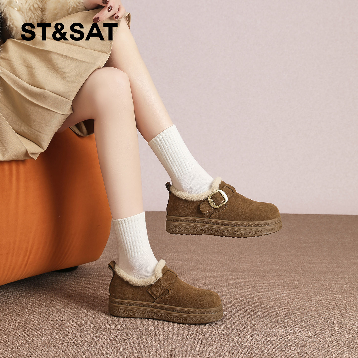 星期六复古加绒勃肯鞋女厚底2025冬季新款皮带扣加厚保暖大棉鞋子,淘宝优惠券,粉丝福利购,淘宝优惠卷