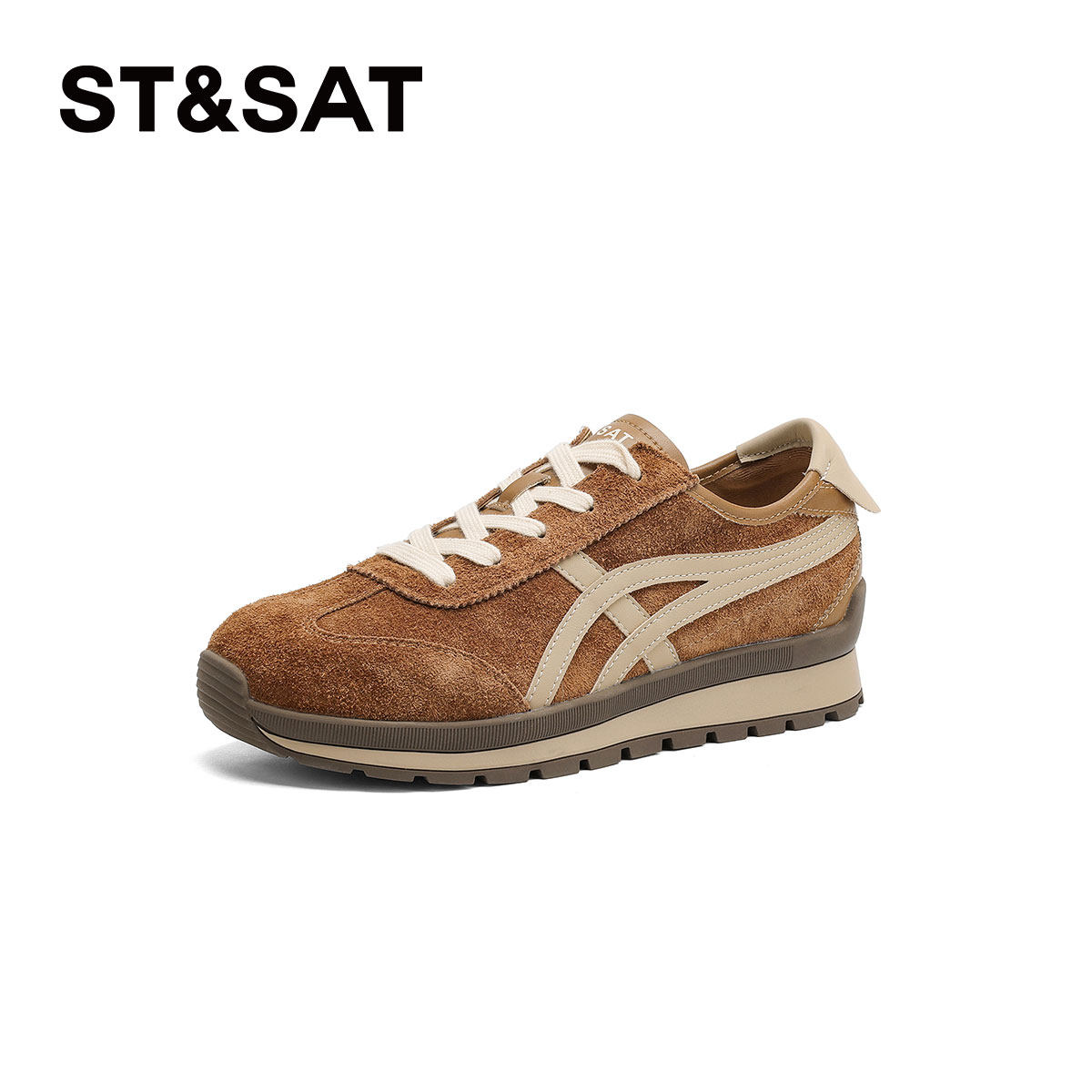 星期六复古牛皮内增高德训鞋女2025新款秋冬厚底板鞋休闲运动鞋子,淘宝优惠券,粉丝福利购,淘宝优惠卷