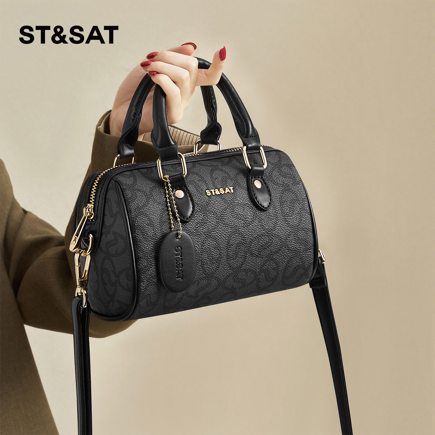 星期六高级感手提小拎包女式2025秋新款时尚复古通勤斜挎波士顿包,淘宝优惠券,粉丝福利购,淘宝优惠卷