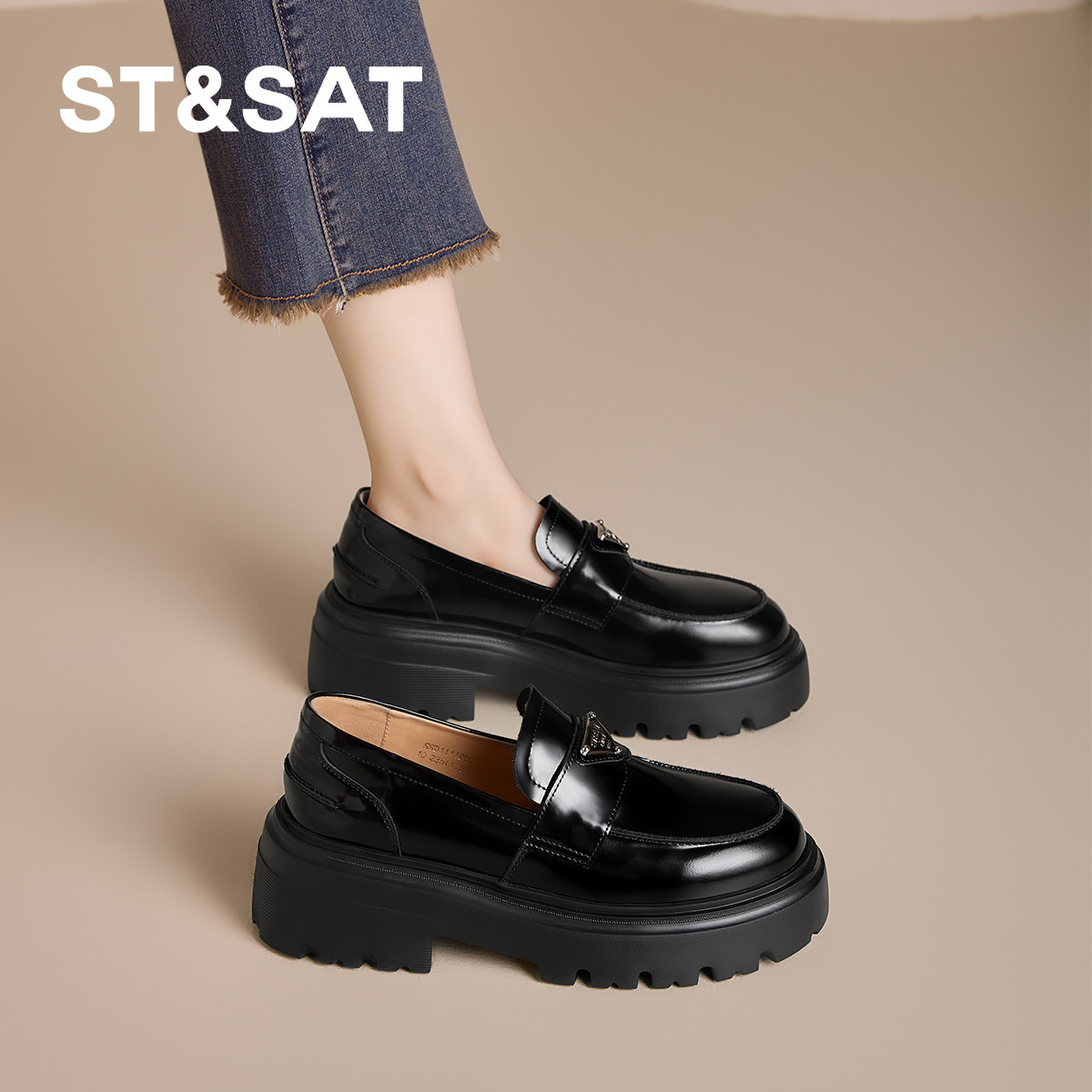 真皮牛皮【轻奢派】星期六乐福女鞋厚底春秋透气休闲小皮鞋单鞋直,淘宝优惠券,粉丝福利购,淘宝优惠卷