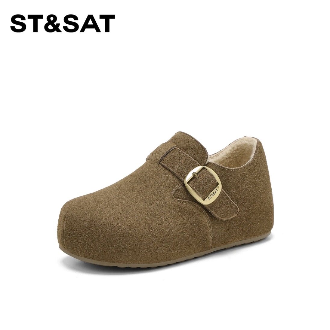 星期六时尚休闲浅口勃肯鞋金属加绒软底鞋一脚蹬扣带内里通勤女鞋,淘宝优惠券,粉丝福利购,淘宝优惠卷