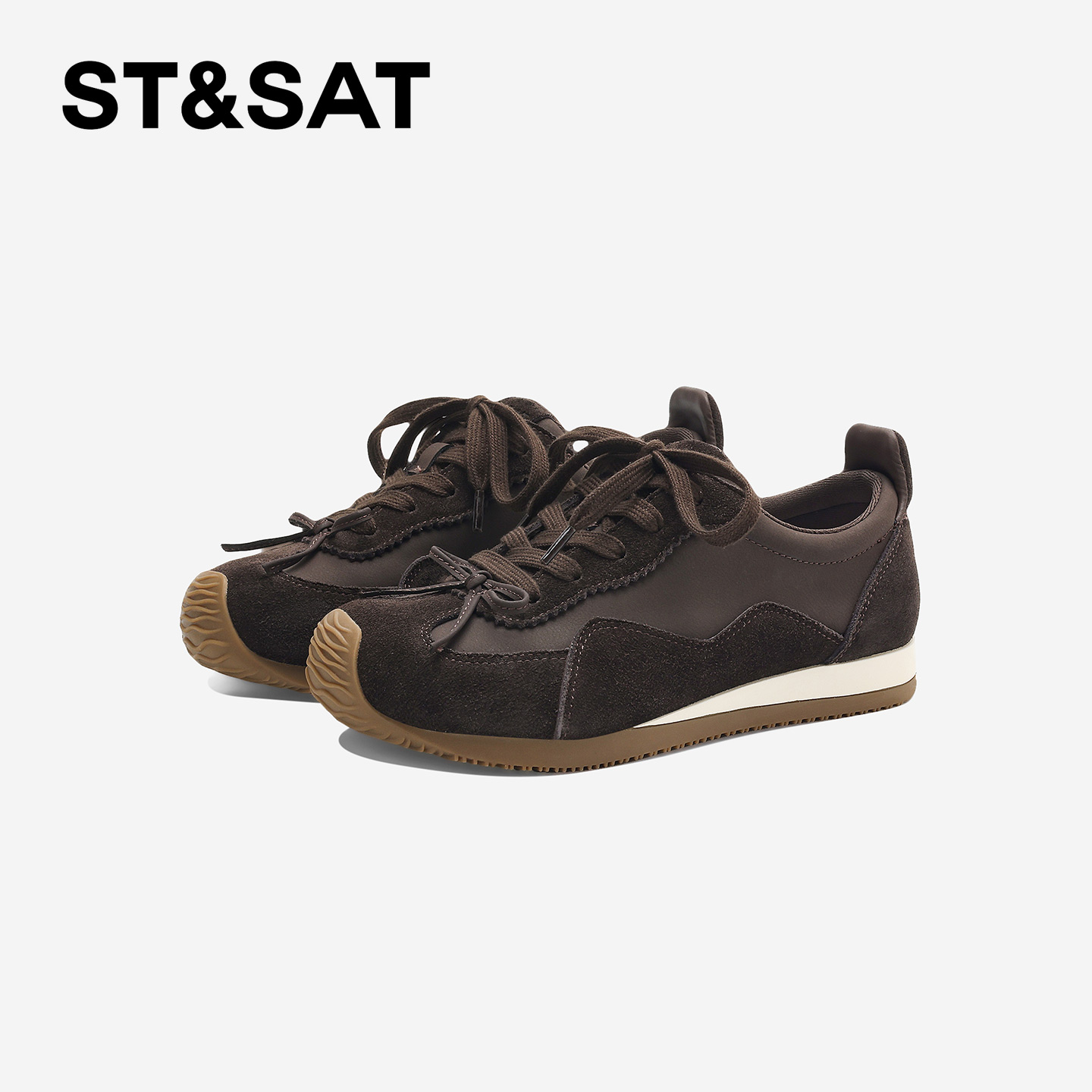 星期六复古德训鞋女2025厚底系带蝴蝶结休闲运动鞋时尚潮流阿甘鞋 - 图3