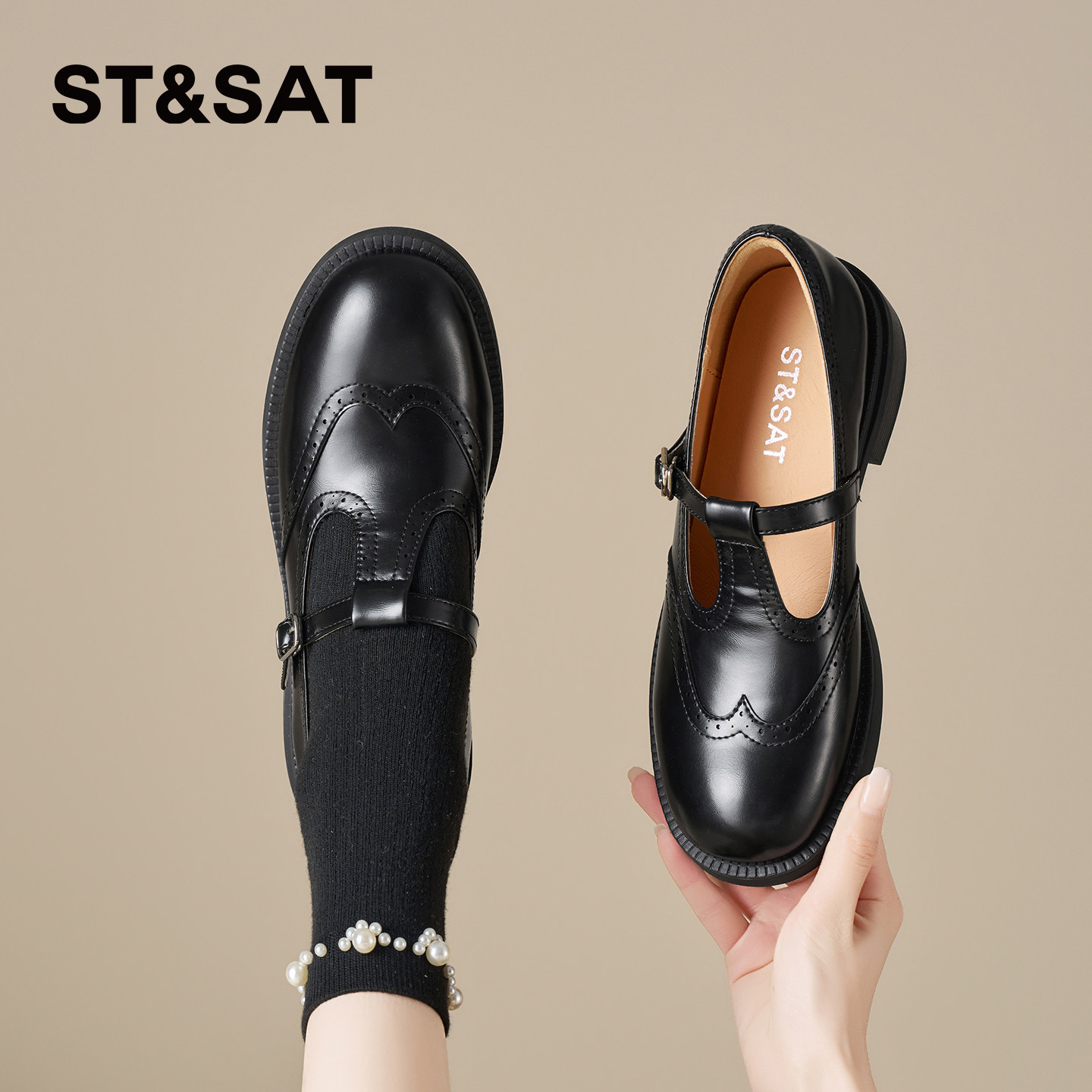 星期六法式玛丽珍鞋女2026年春新款复古黑色小皮鞋百搭通勤乐福鞋,淘宝优惠券,粉丝福利购,淘宝优惠卷