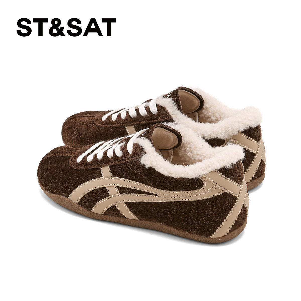 星期六女鞋加绒德训鞋女款2025新款冬季加厚保暖板鞋复古运动鞋子,淘宝优惠券,粉丝福利购,淘宝优惠卷