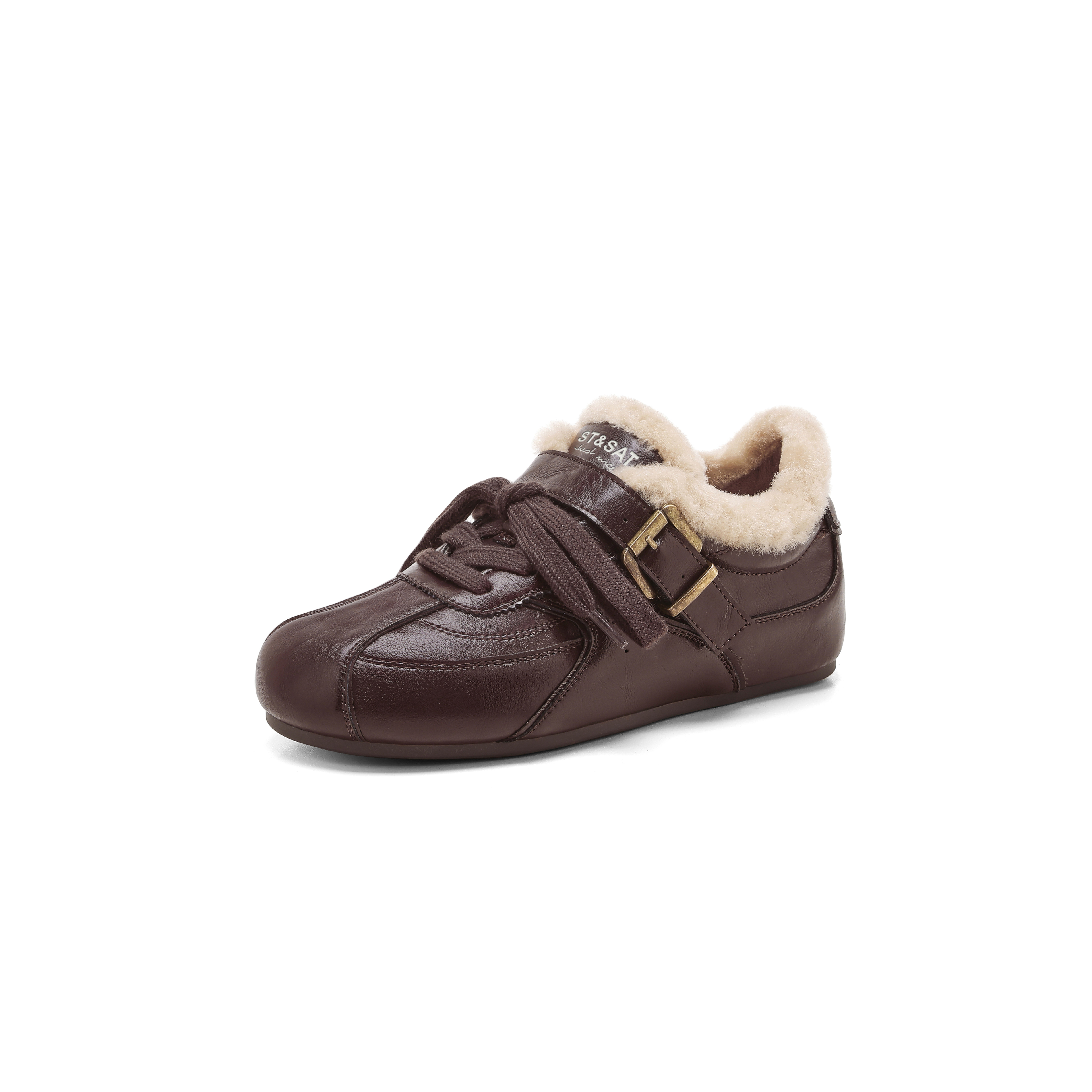 星期六加绒德训鞋女2025冬季新款复古咖色保暖阿甘休闲毛毛棉鞋子,淘宝优惠券,粉丝福利购,淘宝优惠卷