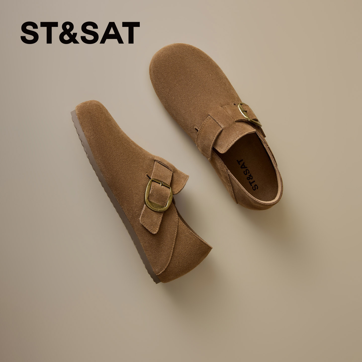 星期六平底勃肯鞋女2026年春季新款复古棕色一脚蹬软木鞋百搭单鞋,淘宝优惠券,粉丝福利购,淘宝优惠卷