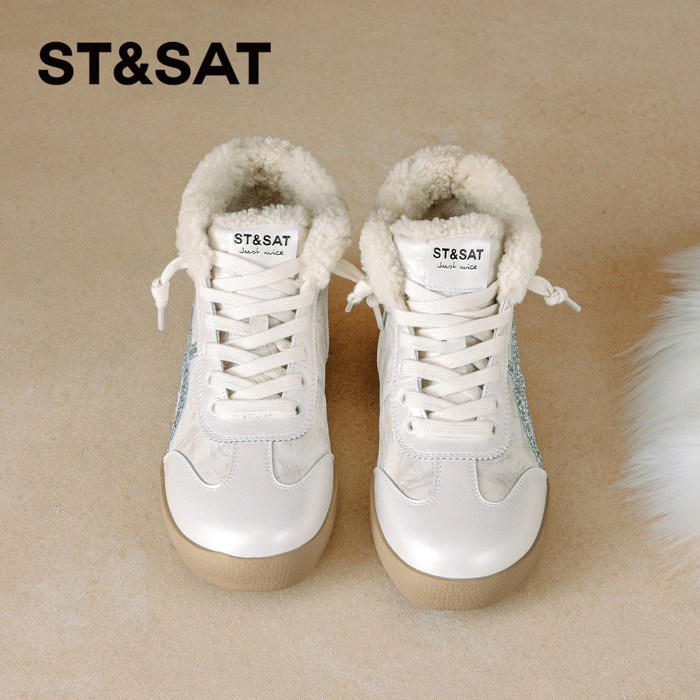 星期六高帮加绒休闲板鞋女2025新款冬季爆款雪地靴软底保暖德训鞋,淘宝优惠券,粉丝福利购,淘宝优惠卷