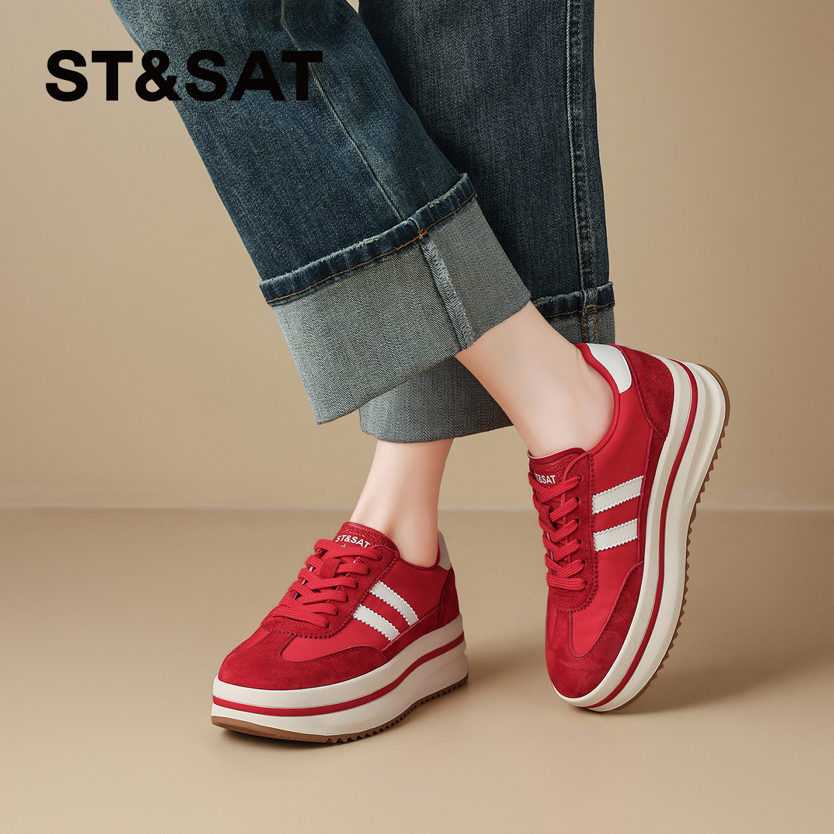 星期六复古厚底德训鞋女2025秋季新款松糕底阿甘鞋运动休闲鞋板鞋,淘宝优惠券,粉丝福利购,淘宝优惠卷